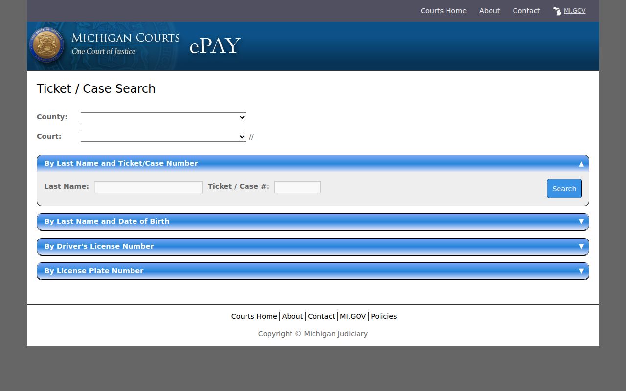 Roscommon County warrant search: eTix county and court selector
