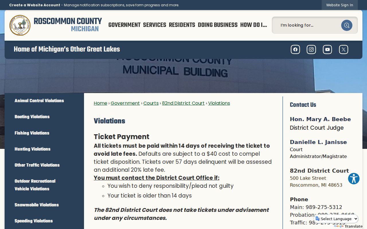 Roscommon County bench warrants: traffic ticket deadline and payment rules