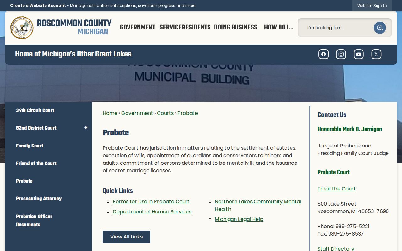 Roscommon County traffic warrants: probate court ticket payment warning