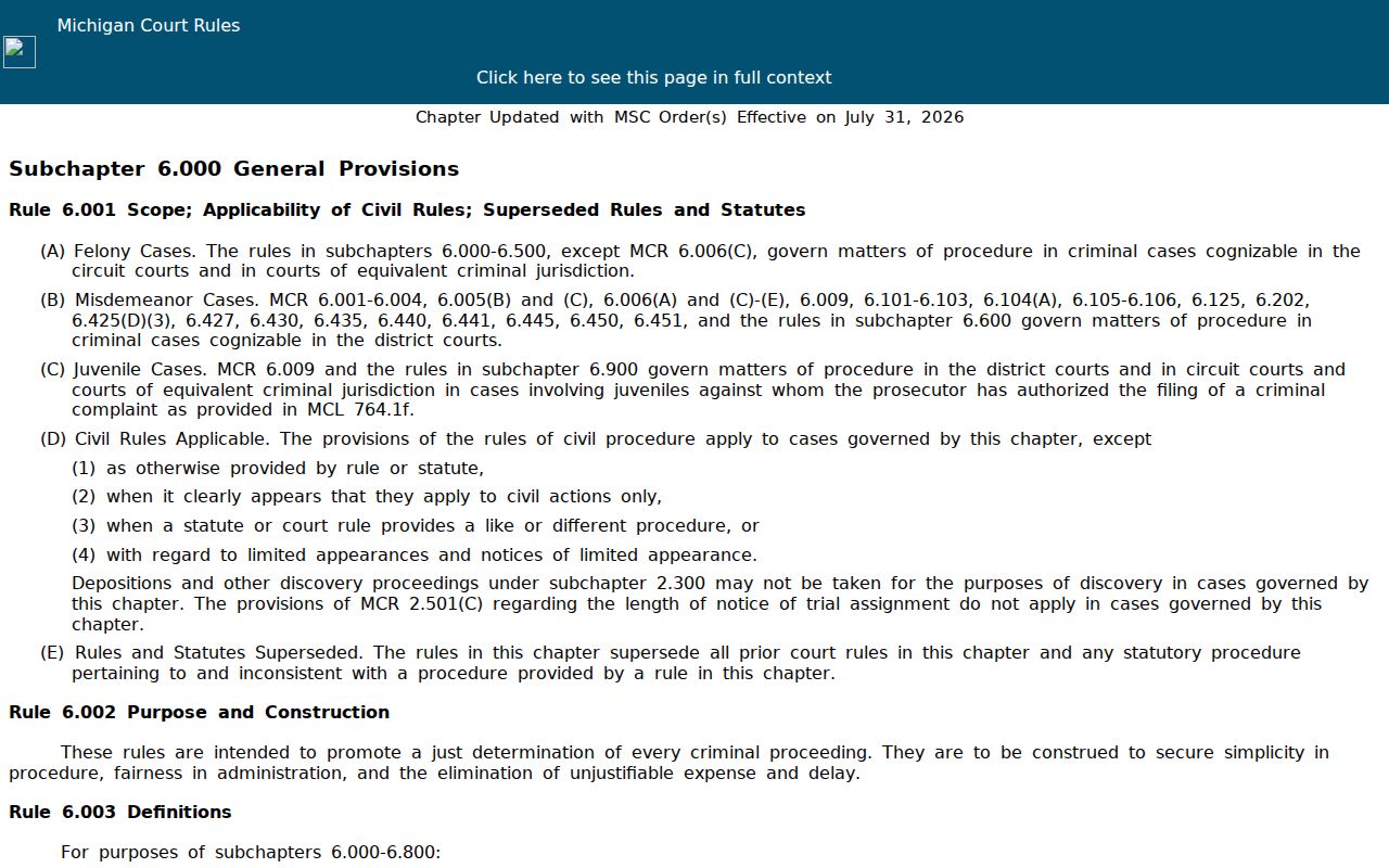 Roscommon County bench warrants: Michigan Court Rules chapter on warrant issuance
