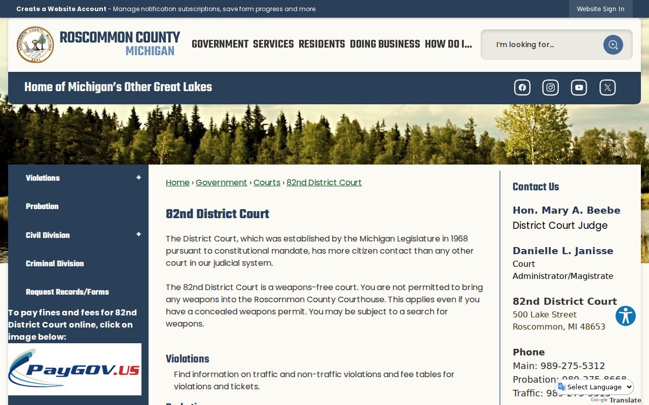 Roscommon County warrant records: 82nd District Court public page